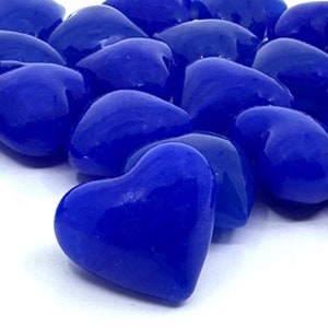 Petit coeur bleu roi | Coeur de poche en verre | Inquiétude en pierre de palmier | Jeton d'amour | Sexe révélé