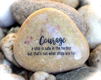 Engraved Rock: "Courage" Quote | Inspirational Stone | Motivational Empowerment
