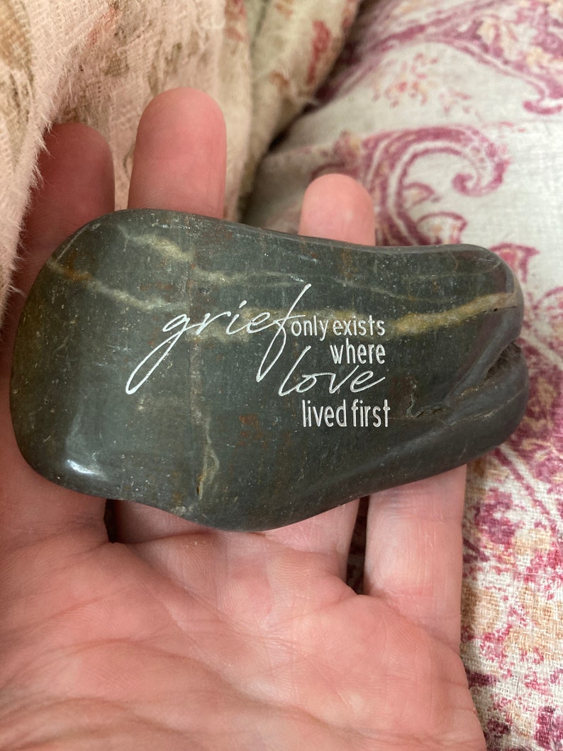 Engraved Word Rock Sympathy Gift Grief Only Exists Where - Etsy Australia