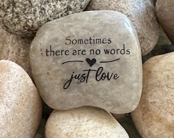 Engraved Rock: 'No Words Just Love' Sympathy Gift | Memorial Stone | Grief | Loss | Condolence Card