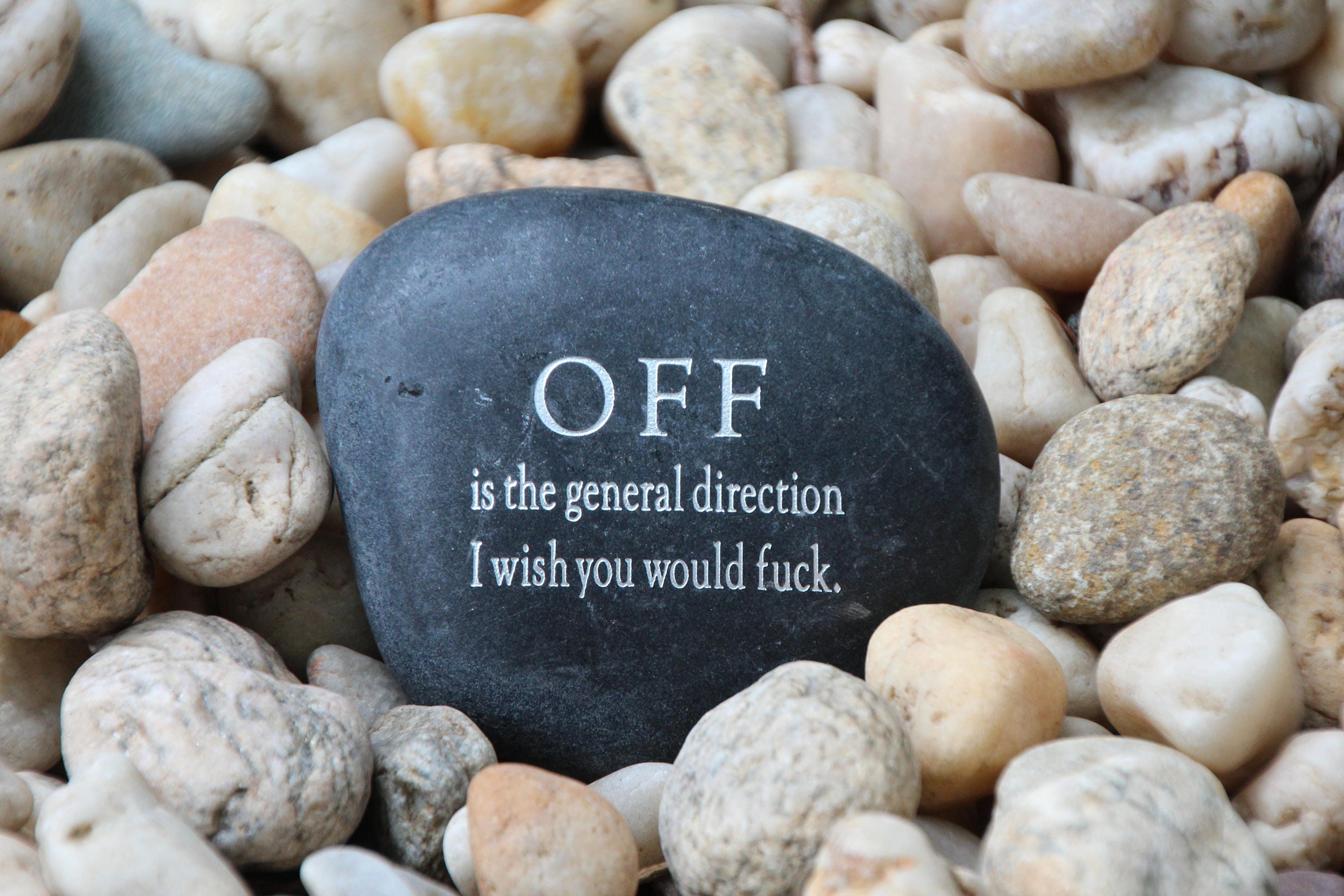 Inspirational Rock Engraved Word Rocks Off Is The Direction Etsy