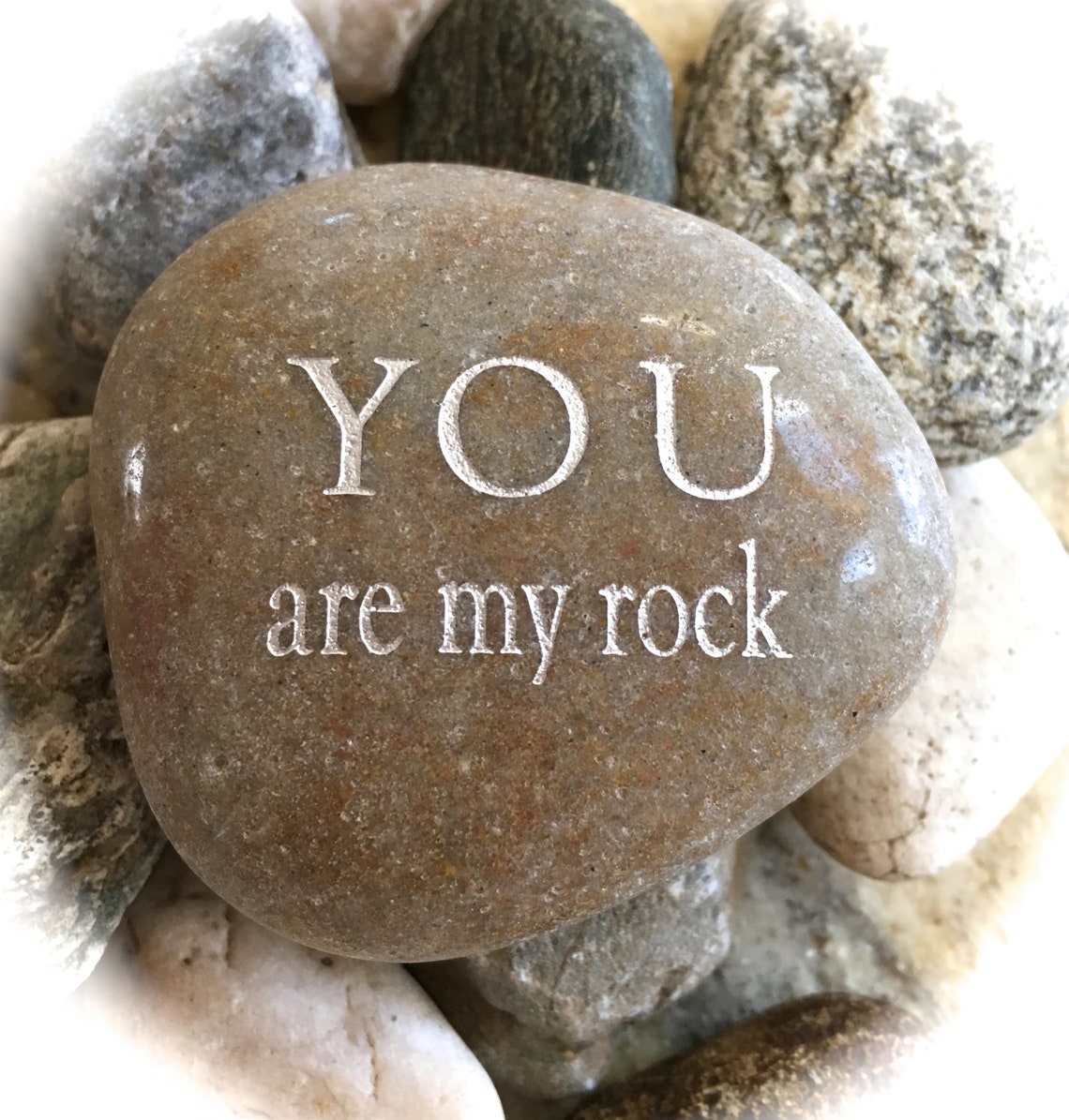 Engraved Word Rock Inspirational Quotes You Are My Rock Etsy
