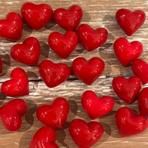 Red Glass Puffy Heart: Pocket Worry Stone, Valentine&#39;s Gift