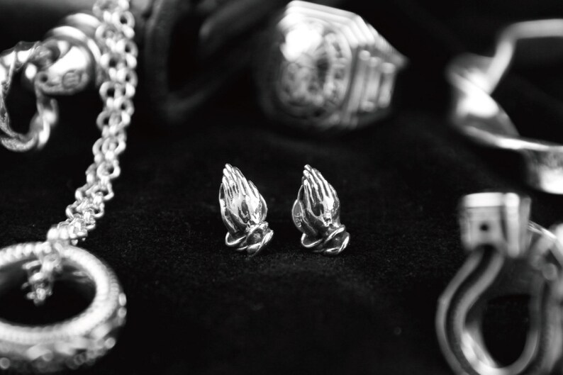 The Pray Hand silver Earrings