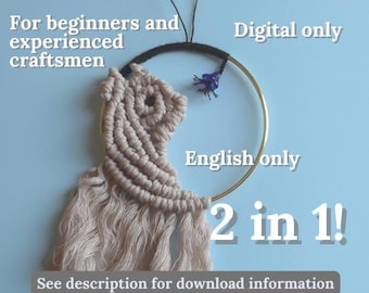 マクラメ子猫ドリームキャッチャー＆ブローチの作り方（デジタルダウンロード）
