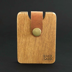 Portacarte in legno, porta carte, custodia in compensato, portafoglio in legno, regalo boss, portafoglio in legno e pelle, verticale