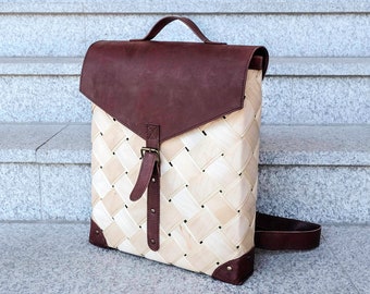 Vintage style wooden rucksack