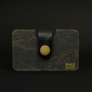Estuche de madera para tarjetas, tarjetero/crédito, estuche de madera contrachapada, madera natural, regalo para él, regalo para ella, formato horizontal, negro