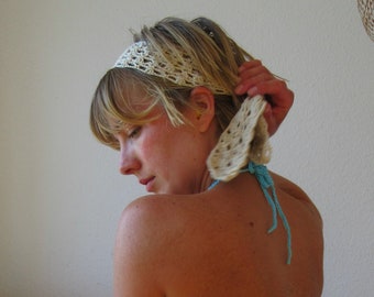 Crochet Romantic Vintage Scandinavian Summer House Lace Romantic Head Band Crochet Pattern (ENG/DA)