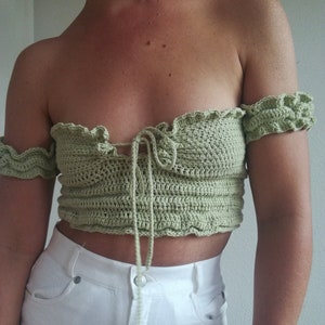 Crochet top Allegra Shirred Romantic Milkmaid Top With Elastic Crochet Pattern (ENG/DA)