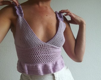 Dahlia Ruffle Peplum Top Crochet Pattern (ENG/DA/ES)