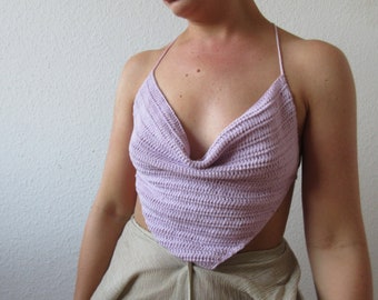 Jolene Y2K Cowl Neck Backless Top Spaghetti Straps Crochet Pattern (ENG/DA)