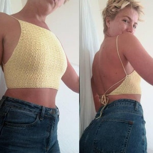 Stella Top Y2K 90's Crop Top with Spaghetti Straps + Video Tutorial Crochet Pattern (DA/ENG)