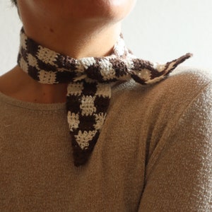 Crochet Cute Vintage Style Mini Scarf Necktie Cravat and Checkered Version | Crochet Pattern + Video Tutorial (ENG/DA)