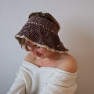 Crochet Summer Rufle Hat Lucia Waist Belt Open Bonnet Crochet Pattern (ENG/DA)