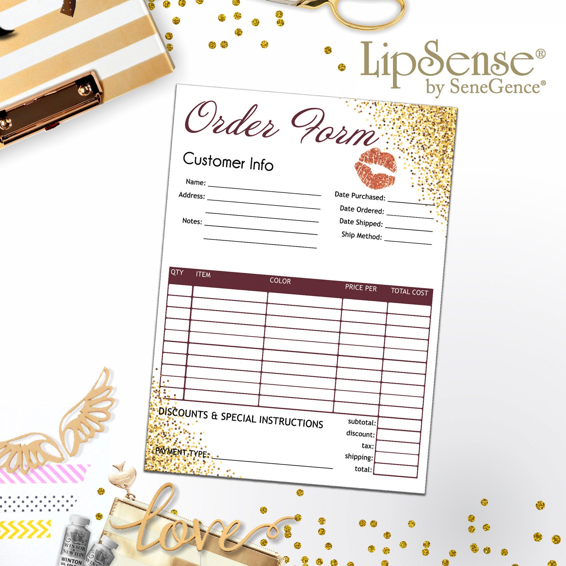 LipSense Order Form LipSense Receipt Digital SeneGence Order Etsy