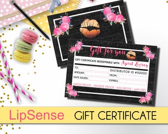 Printable Gift Certificate LipSense SeneGence Gift Card