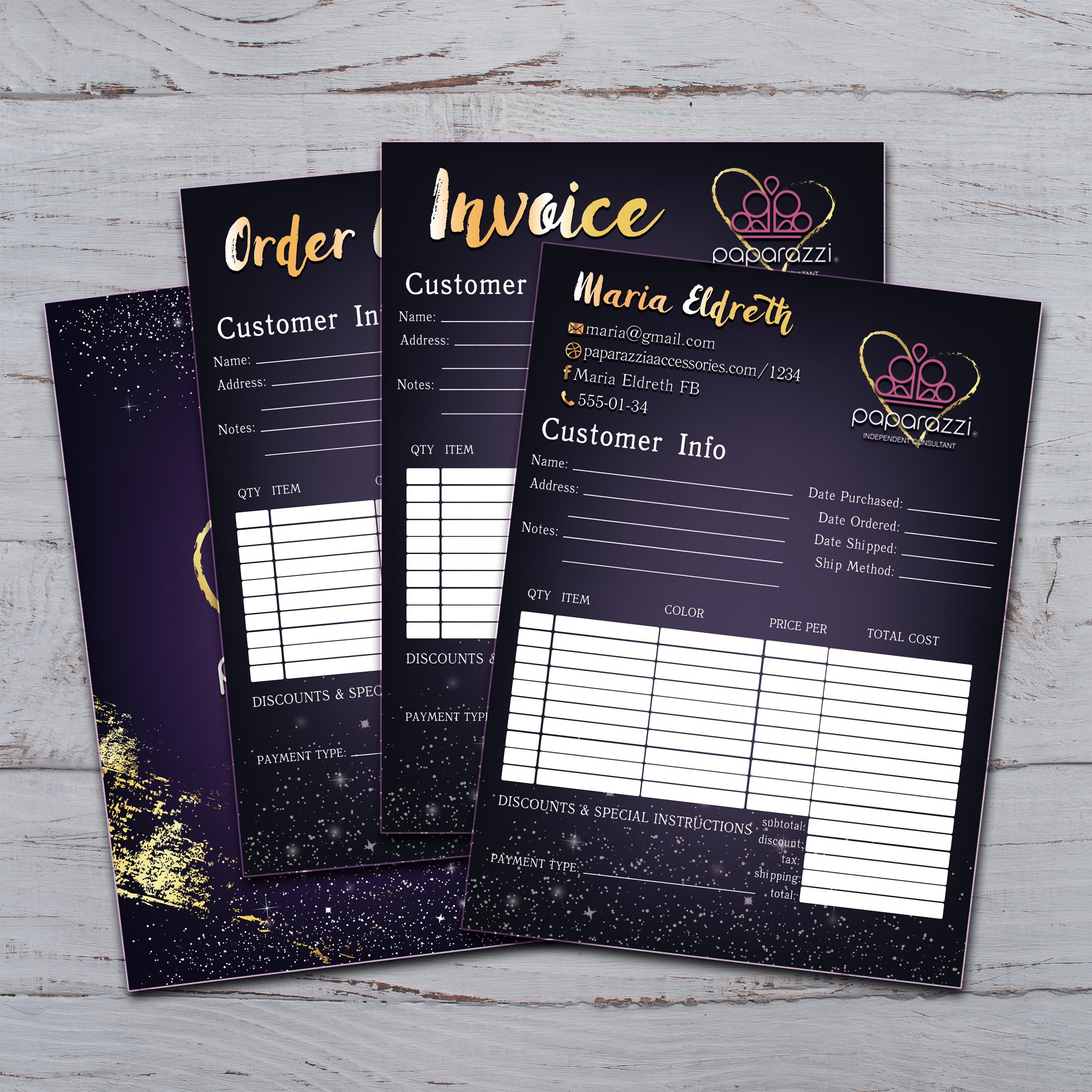 Papaparazzi Order Form Paparazzi Business Invoice Receipt | Etsy