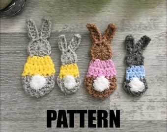 US terminology bobtail bunny applique  - PDF pattern download - Crochet pattern
