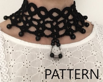 UK terminology Crochet Beaded Choker Necklace Pattern