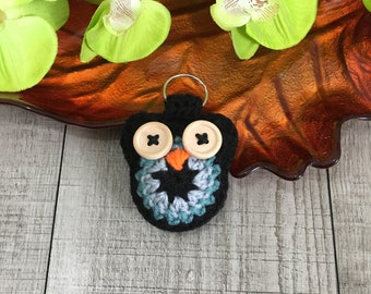 Crochet Owl Keyring/Keychain Black