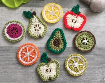 Fruit Applique - Handmade Half fruit Card Decoration - Card Making - Crochet Craft Decoration
