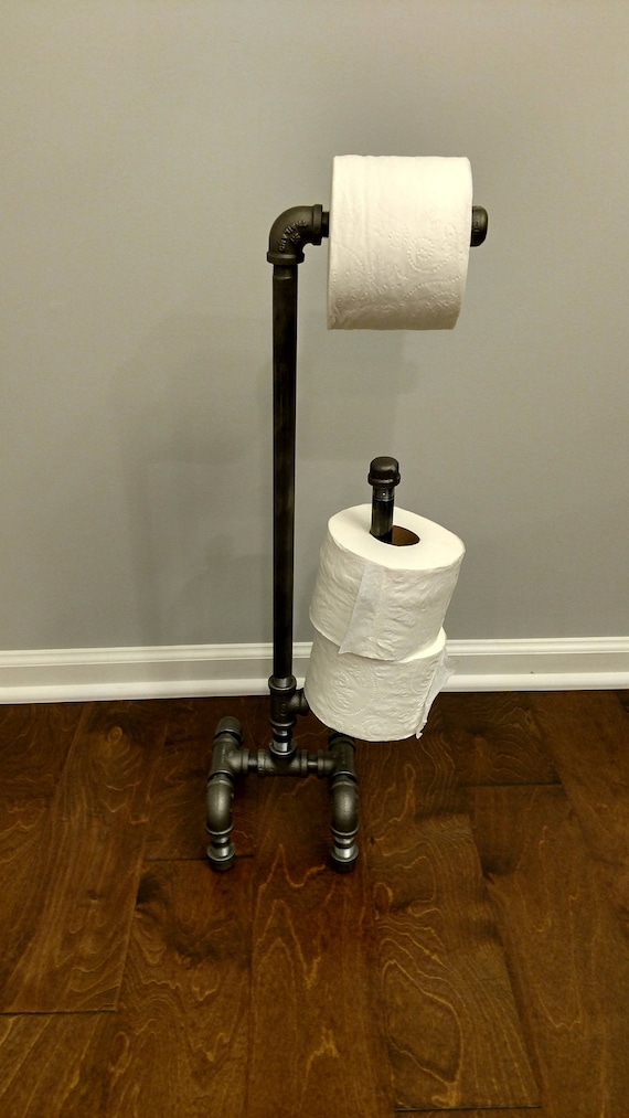 Industrial/Rustic Black Iron Free Standing Toilet Paper Holder Etsy