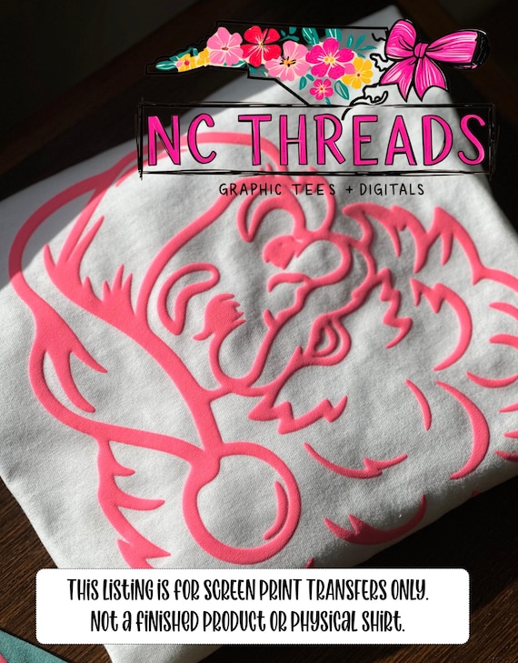 Light Pink Puff Screen Print Transfer | Ready to Press | Santa Claus Outline Puff Transfer | Wholesale Puff Transfer for Shirts