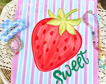 Camiseta de fresas dulces, linda camiseta de fresas de verano, camiseta con estética preppy, conjunto de verano para niñas, camiseta gráfica de moda, linda camiseta de bayas