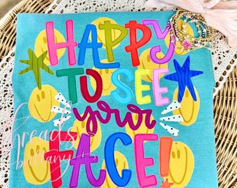 Camiseta "Me alegra ver tu cara", Camiseta para profesor/a, Camiseta de vuelta al cole, Camiseta colorida para profesor/a, Camiseta para profesor/a de preescolar, Regalo bonito para profesor/a