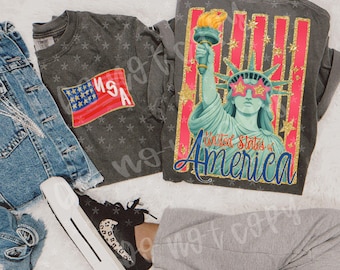 Camiseta de la Estatua de la Libertad, Camiseta gráfica de EE. UU., Camiseta patriótica para mujer, Camiseta del 4 de julio, Camiseta vintage estadounidense, Camiseta Comfort Colors