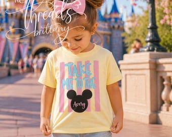 Camiseta familiar personalizada para niñas con temática de parque temático, camiseta "Llévame al parque", camiseta personalizada para niños para vacaciones, camiseta de viaje mágico, camisetas familiares a juego.