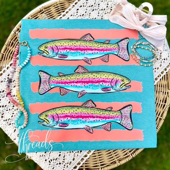 Rainbow Trout Shirt, Fishing Shirt Women, Cute Fish Graphic Tee, Coastal Cowgirl Shirt, Lake Life Shirt, Summer Graphic Tee