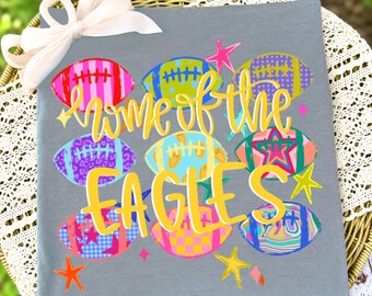 Camiseta personalizada de equipo de fútbol americano, camiseta de los Eagles, camiseta personalizada con el espíritu escolar, camiseta de fútbol americano con la mascota, camiseta personalizada para el día del partido.