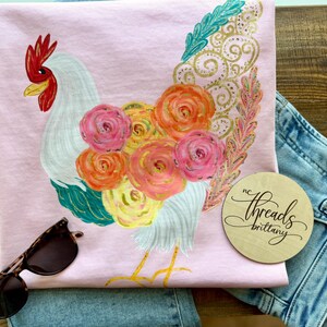 Floral Chicken Shirt | Farm Life Tee | Chicken Lover Shirt | Country Graphic Tee | NC Threads