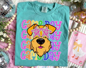 Camiseta personalizada para el día del partido con mascota, camiseta del día del partido del águila, camiseta del día del partido del bulldog, camiseta con la mascota del delfín, camiseta con el espíritu escolar, mascota personalizada
