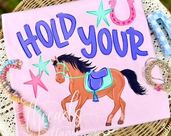 Camiseta Hold Your Horses, Camiseta para amantes de los caballos, Camiseta con estampado western, Camiseta de vaquera, Camiseta de caballo adorable, Camiseta de chica campestre, Camiseta ecuestre