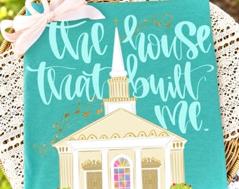 Camiseta "La casa que me construyó", Camiseta de iglesia, Camiseta cristiana para iglesias, Camiseta con estampado de fe, Camiseta de adoración, Regalo para la familia de la iglesia, Camiseta religiosa