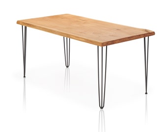 Esstisch Eiche Holztisch Massivholz Hairpin legs Baumkante Baumtisch geölt Tisch Massivholztisch Haarnadel