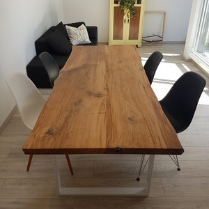 Dining table oak wooden table solid wood tree edge tree table oiled table solid wood table image 4