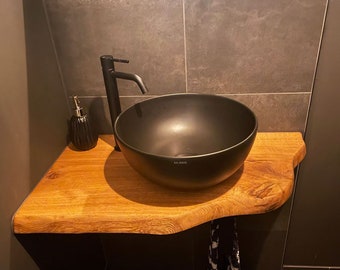 Washbasin solid oak with tree edge solid wood top Washbasin top