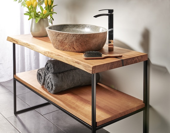 Standing Washstand in Oak | Delicate Frame and Live Edge | Made to Measure