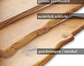 Regalbrett Regalboden  2 cm dick Abdeckplatte Massivholz Eiche Baumkante Wandboard Holzplatte Maßanfertigung Küche Wohnzimmer