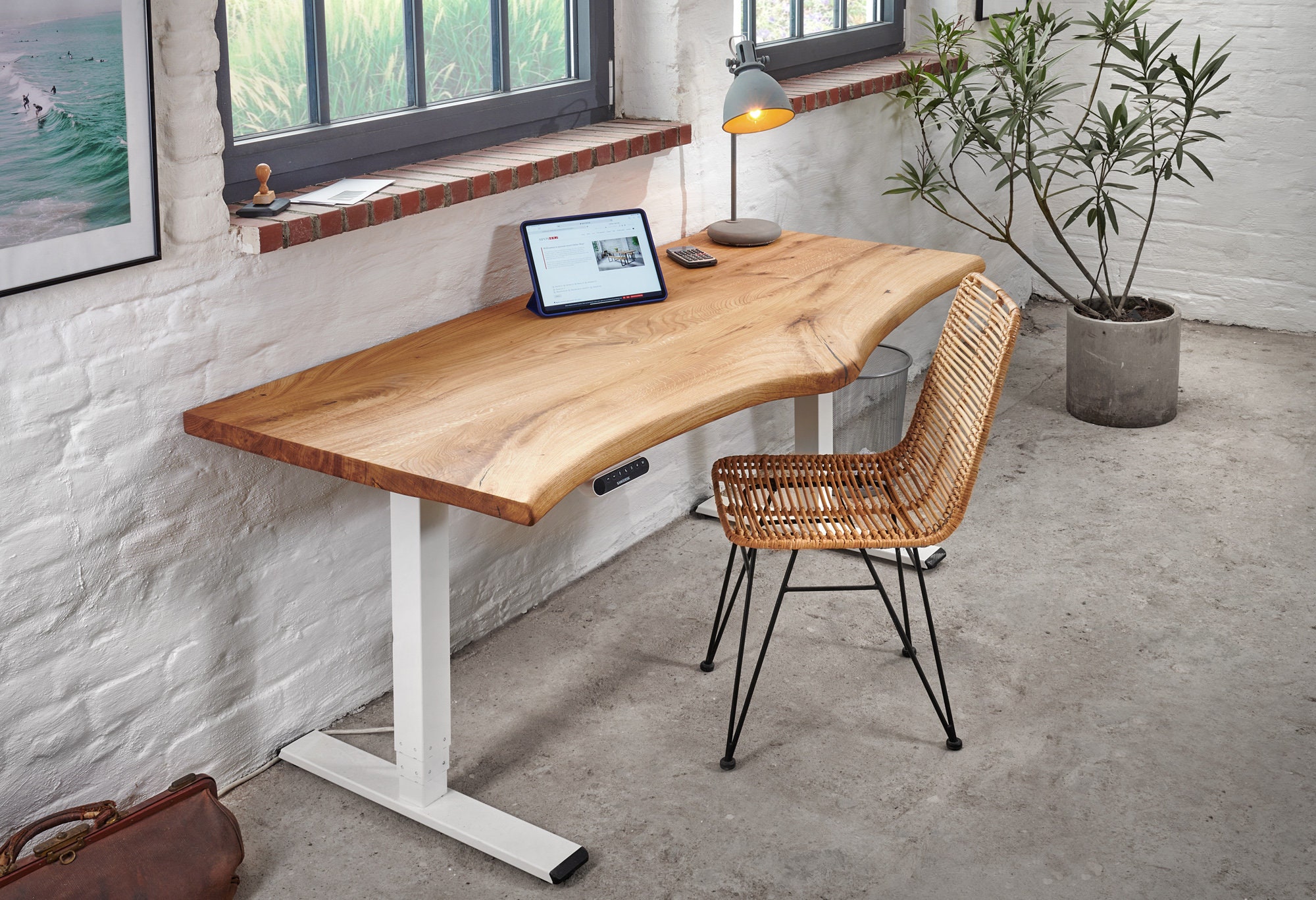 Wood adjustable height on sale desk