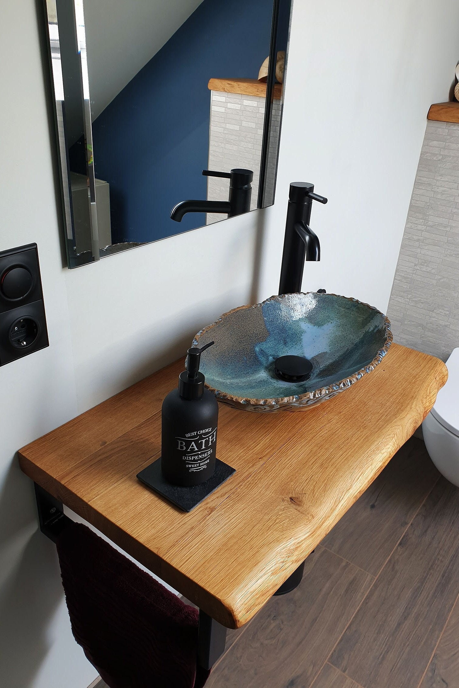 Piano lavabo Pannello in legno massello Vanity rovere oliato