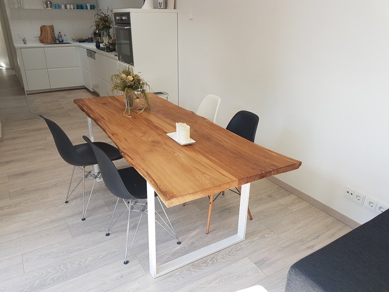 Dining Table Oak Wooden Table Solid Wood Tree Edge Table - Etsy