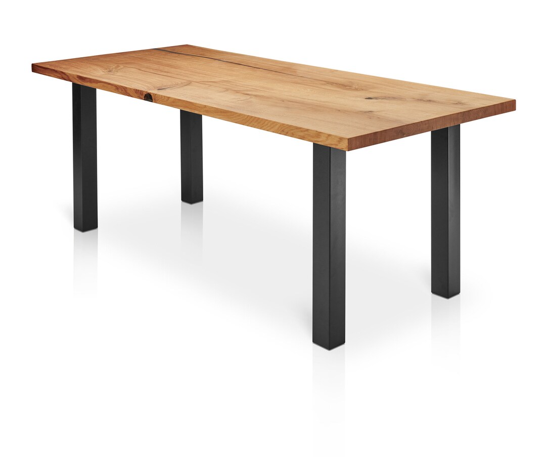 Dining Table Oak Wooden Table Standard Legs Solid Wood Tree Edge Tree ...
