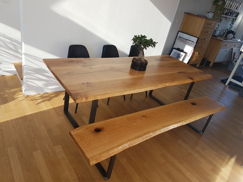 Dining Table Oak Wooden Table Solid Wood Tree Edge Table Rustic - Etsy