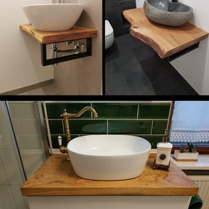 Lavabo de madera Lavabo de roble aceitado Consola de lavabo maciza imagen 6