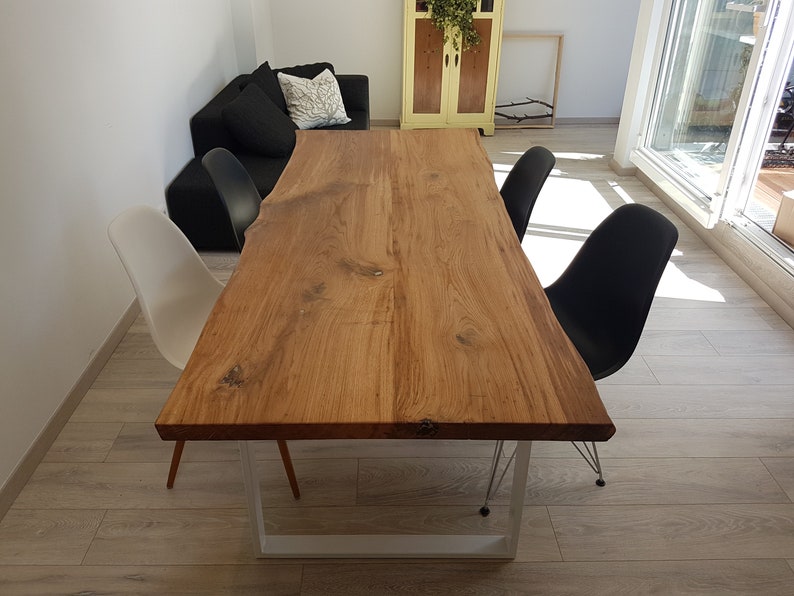 Dining table oak wooden table solid wood tree edge tree table oiled table solid wood table image 4